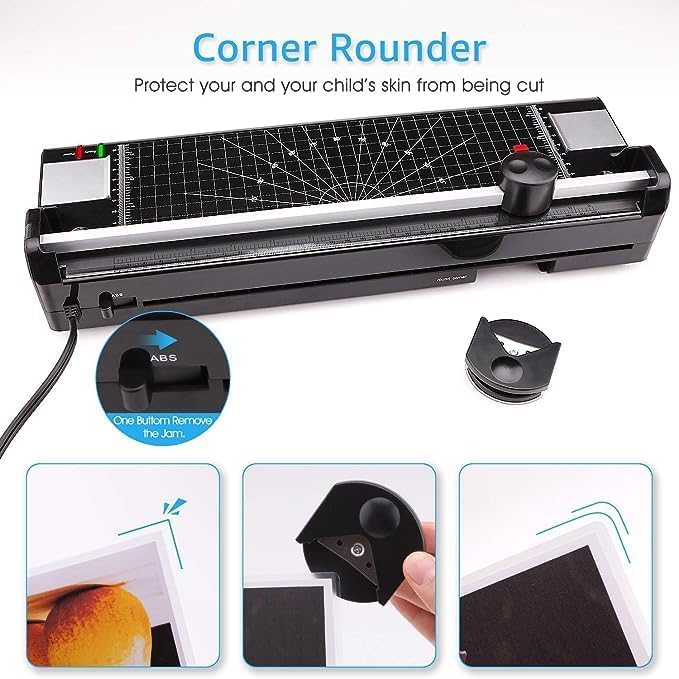Laminator Machine for A3/A4/A6, YE381 13inch Thermal & Cold Laminating Machine for Home Office School Teacher Use with 150 Pouches, Paper Trimmer and Corner Rounder