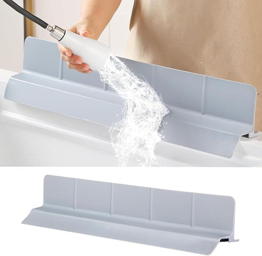23" Ultra Silicone Sink Splash Guard Released in 2025/Dec,Self-Draining Water Splash Guard for Kitchen Sink,Bathroom and Island,with 3.5" High Splash Guard & 7 Strong Suction Cup (Grey)