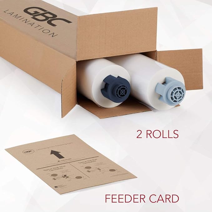 GBC EZ Load Blue End Cap Laminating Roll Film, Low Temp, Gloss, 11.5" x 200', 3 mil, 2 Rolls (3125362EZ)