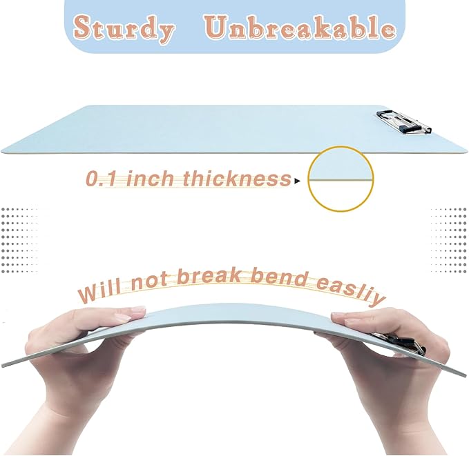 4 Pack Plastic Clipboards Multiple Colors Clip Boards with Low Profile Metal Clip,Hangable Low Profile Clipboard, Standard A4 Letter Size for Studen