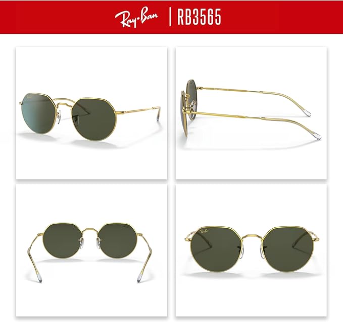 Ray-Ban Jack RB3565 Rounded Hexagonal Sunglasses for Men for Women +BUNDLE with ACCESSORY EYEWEAR KIT