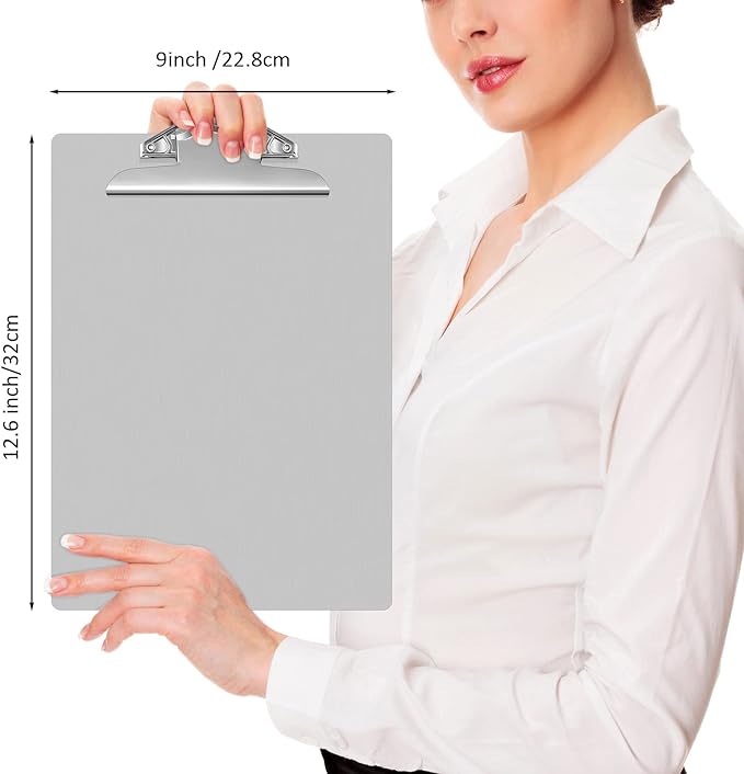 Mimorou 4 Pcs Metal Clipboard Heavy Duty Aluminum Clipboards 12 x 9 Inch Metal Clip Board with Low Profile Clip A4 Letter Size Document Holder for Office School Medical Jobsite Laboratory