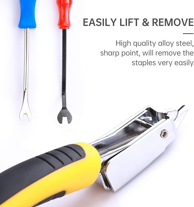 3PCS Upholstery and Construction Staple Remover with Tack Puller Tool, Nail Puller, Carpet Remover, for Removing All Kinds of Staples for Furniture, Floor, Wooden Case, Carton, Photo Frame