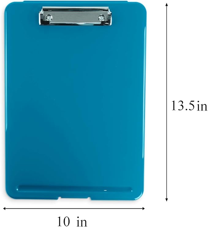 Clipboard with Storage Slim Folding for Nursing, Teachers, Coaches & Office, Plastic Heavy Duty with Pen Holder (9.5” x 13.5”) (Blue)
