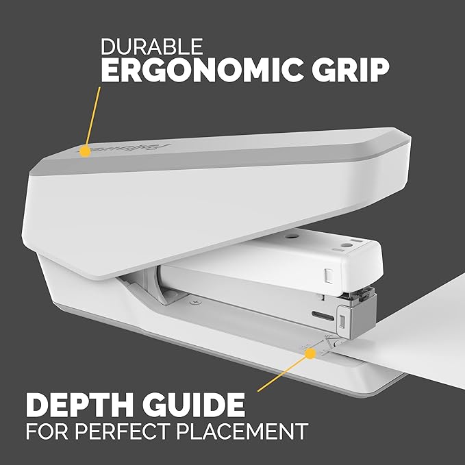Fellowes LX850 EasyPress Office Stapler, Full Strip Effortless One-Touch Stapler for Classroom, Home and Office, Holds Full Strip of Staples, 25 Sheet Capacity, White