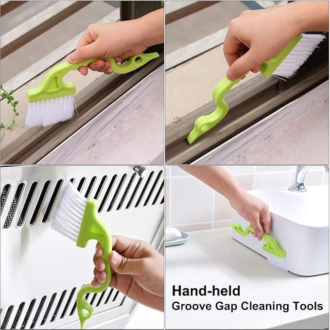 Window or Sliding Door Track Cleaning Brush, Tile Lines Brush,Window Blind Duster, 2-in-1 Windowsill Sweeper, Hand-held Groove Gap, 5 Pieces