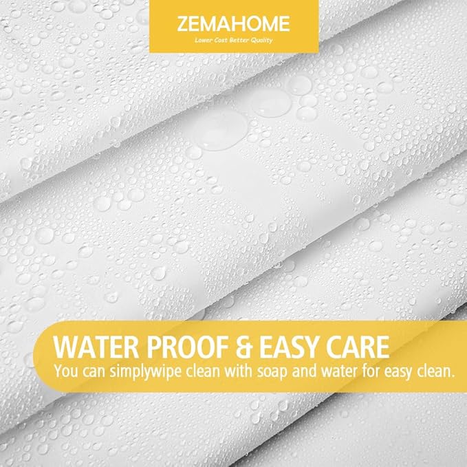 White Plastic Shower Curtain Liner, 72x72 Inch Thin Lightweight Plastic Bathroom Shower Showroom Inner Curtain with Rustproof Metal Grommet Holes and Weighted Magnets