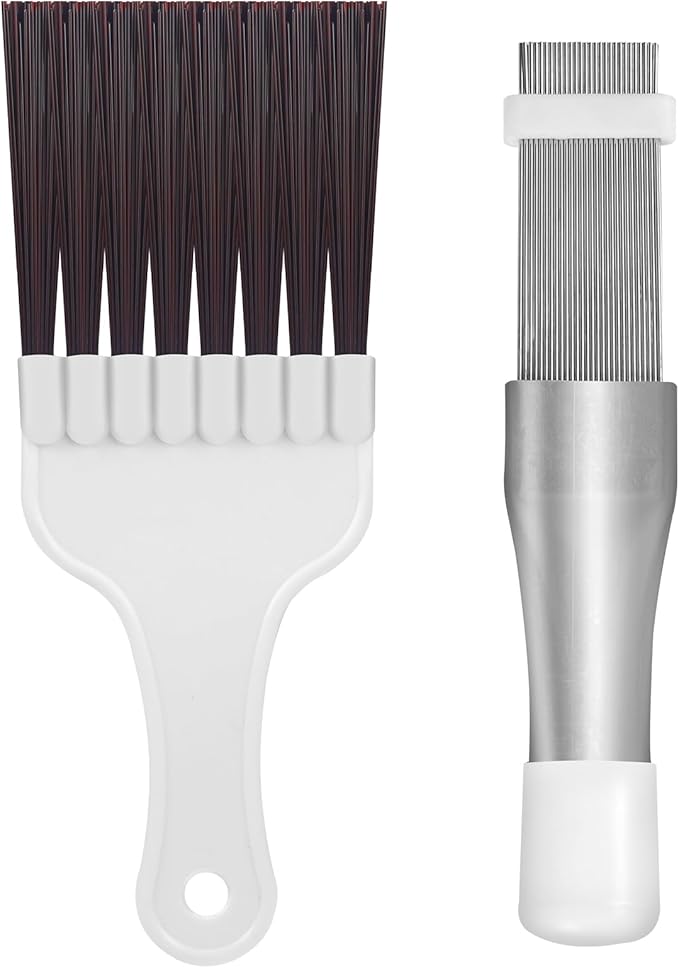 2pcs Air Conditioner Fin Comb Cleaner kit AC Coil Cleaning Brush Condenser Fin Straightener AC Evaporator Comb Radiator Repair Clean Tool(2)