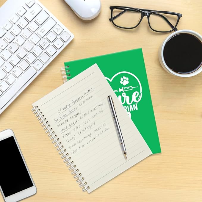 Future Veterinarian Green Spiral Horizontal Lines Notebook, Funny Paw Silhouettes Journal Gifts for Future Veterinary Nurse Vet Assistant Animal Lover, Grad Gifts for Veterinary Tech Student