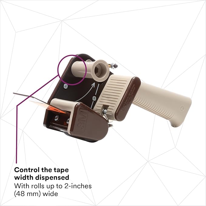 3M Scotch Low Noise Tape Dispenser H150 for Quiet or Recurrent Use, Pistol Grip Design, High-Impact Resistant, 2 in,Gray