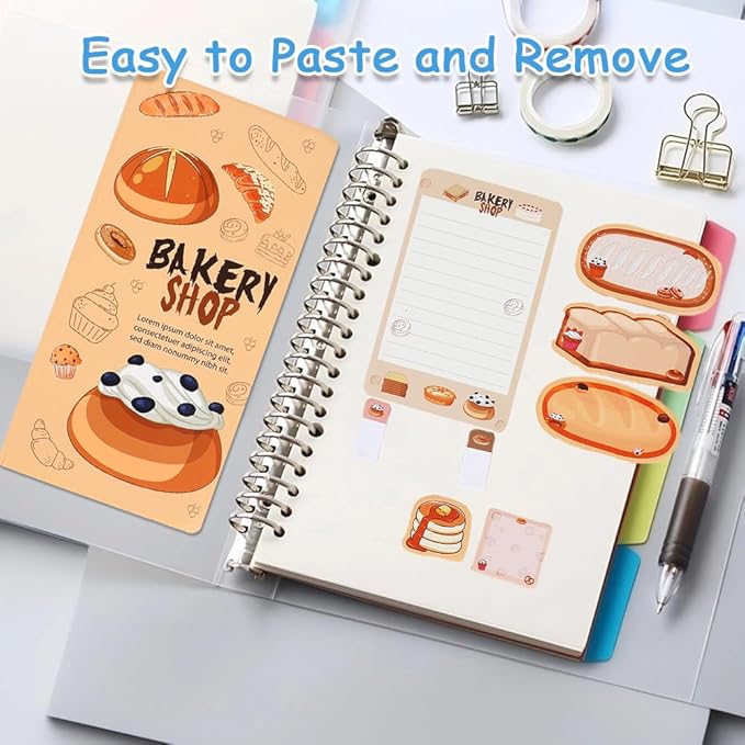 QPIXVB Cute Sticky Notes,Bread Gifts,Bread Sticky Note Set,School Supplies,Preppy Stuff,Cute Post It Notes,Fun Gifts for Women,Home Office Essentials,Writing Memo Pads for Back to School Gift