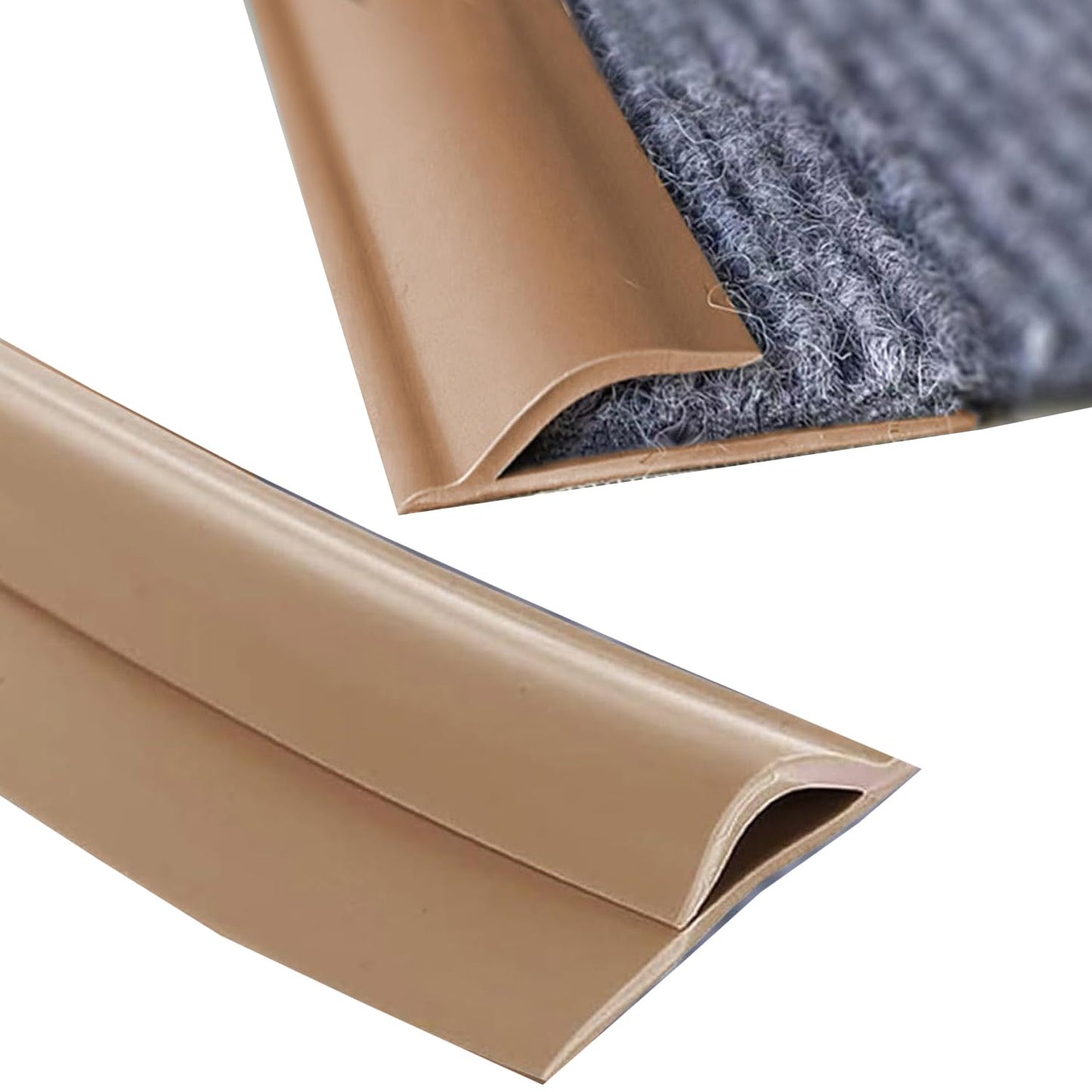 Self Adhesive Carpet Transition Strip with Edge Trim, Designed for Seamless Transitions from Carpet to Tile or Vinyl Floors, Perfect for Doorways.(Brown,15ft)