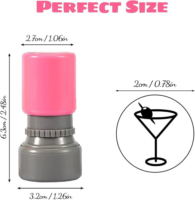 3 Pack Martini Stamp,Self-Inking Cocktaild Drink Stamp, Martini Glass Stamper for Crafting Planners