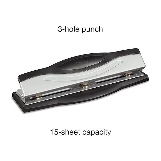 Staples High‑End Adjustable 3‑Hole Punch – Heavy‑Duty Office Paper Punch