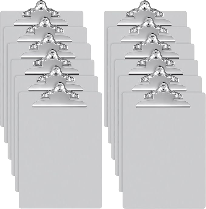 Mimorou 12 Pcs Metal Clipboard Heavy Duty Aluminum Clipboards 12 x 9 Inch Metal Clip Board with Low Profile Clip A4 Letter Size Document Holder for Office School Medical Jobsite Laboratory