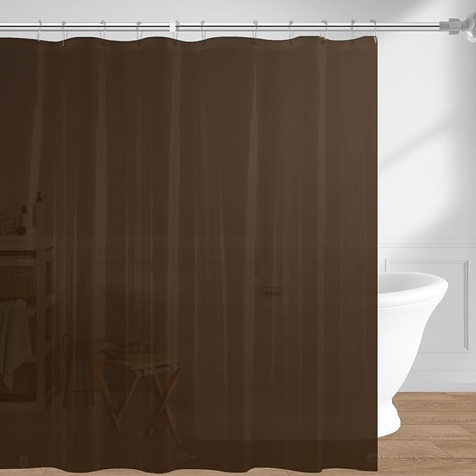 downluxe Frosted Brown Shower Curtain Liner, PEVA Lightweight Plastic Shower Liner with 3 Magnets, 72" x 72" Waterproof Bathroom Curtain