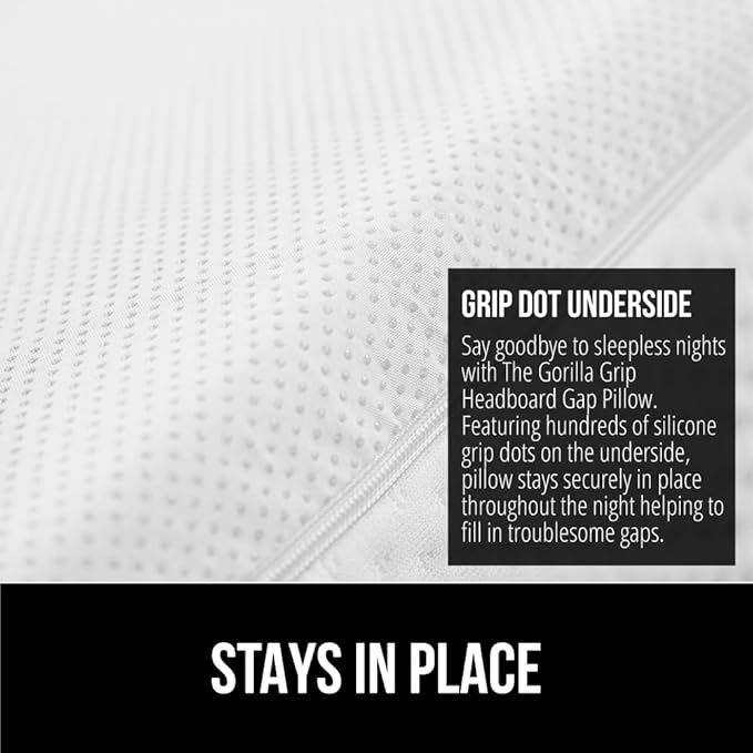 Gorilla Grip Headboard Gap Pillow and Bed Sheet Straps, Headboard Gap Pillow Size Queen, Dense Foam Wedge, Sheet Fasteners 4 Pack, Adjustable Elastic with Metal Clips, Both in White, 2 Item Bundle