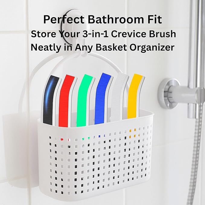 Hard Bristle Crevice Cleaning Brush Set, Multi Color, 6 Pack, 23cm Length, for Gap, Floor, Toilet Cleaning