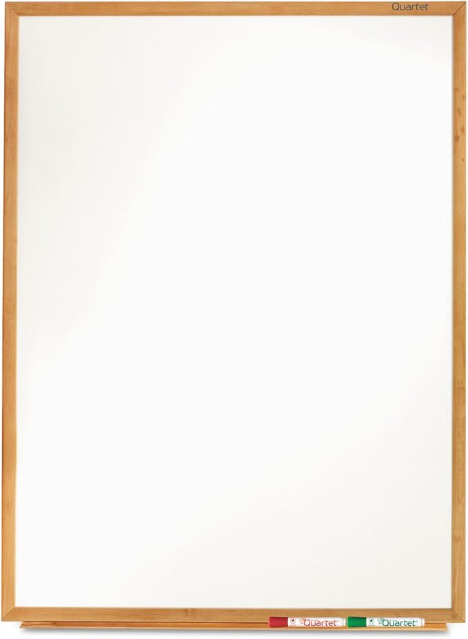 Quartet Whiteboard, Non-Magnetic Dry Erase White Board, 3' x 2', Total Erase, Oak Finish Frame (S573)