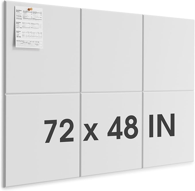 MaxGear Extra Large Cork Board for Wall 72" x 48", White Bulletin Board, 6 Pack Felt Wall Tiles with Pushpins, Cork Boards for Office Push Pin Board Tack Board Felt Board