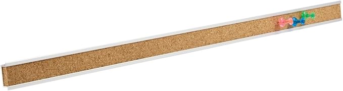 Quartet Bulletin Bar Pin Strip Cork Board 36" x 1", For Classroom, Office, Cubicle, Aluminum Frame (Z2005)