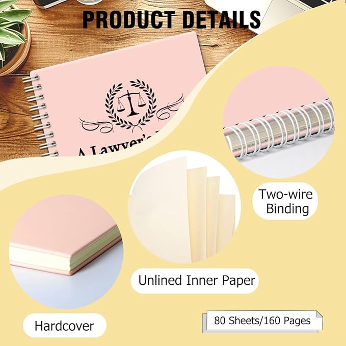 A Lawyer's Prayer Pink Hardcover 160 Pages Blank Spiral Notebooks, Funny Legal Gifts for Men Women, Birthday Thank You Gifts for Attorney Lawyers Law School Students, Law School Grad Gifts