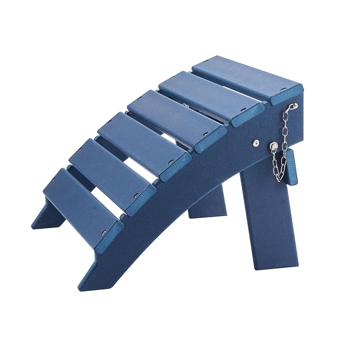 VEVOR Adirondack Ottoman, 15.7L x 18.9W x 13H Inch HDPE Plastic Folding Adirondack Ottoman, Weather-Resistant Foot Rest for Adirondack Chair, Widely Used for Outside Porch Pool Lawn Backyard, Blue