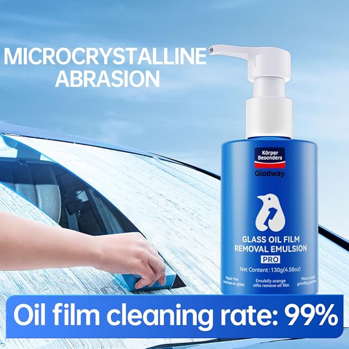Glodway Car Glass Windshield Cleaner,Oil film Remover, Streak-Free Shine on Windows, Windshields, and Mirrors, Ammonia Free, for Auto and Home,4.58 OZ,2 Pack