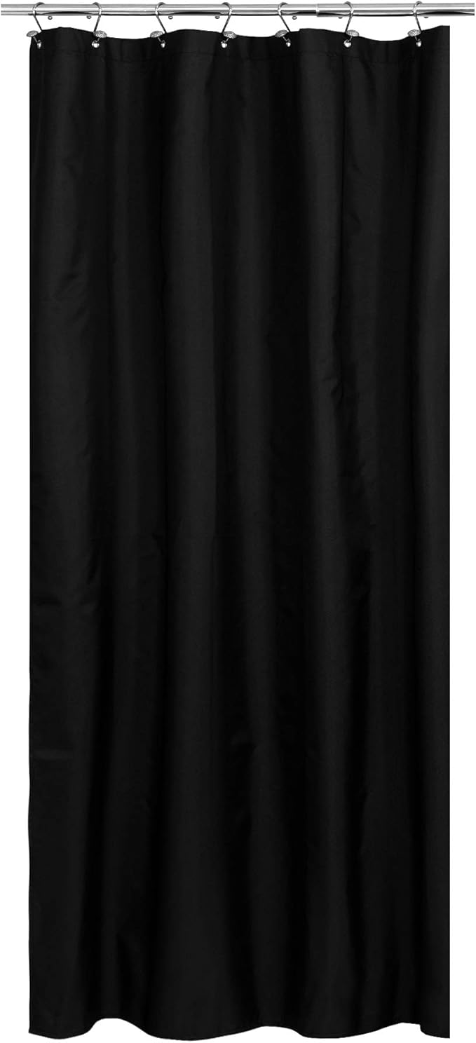 N&Y HOME Fabric Shower Stall Curtain or Liner 36 x 72 Inches - Hotel Quality, Machine Washable - Black, 36x72