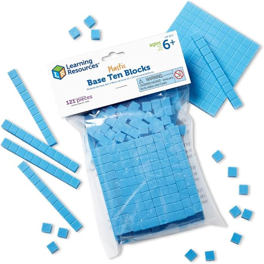 Learning Resources Base Ten Blocks Smart Pack - 121 Pieces, Ages 6+, Grades 1+, Math First Grade Games, School Supplies