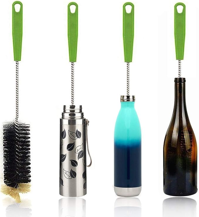 Long Bottle Brush, 17 in Bendable Cleaner Brushes for Cleaning Neck Beer Bottles, Wine, Baby Bottles, Water Bottles, Tumblers, Flask, Bird Feeder, Vase, Pipes and Brewing Supplies 7 Pack