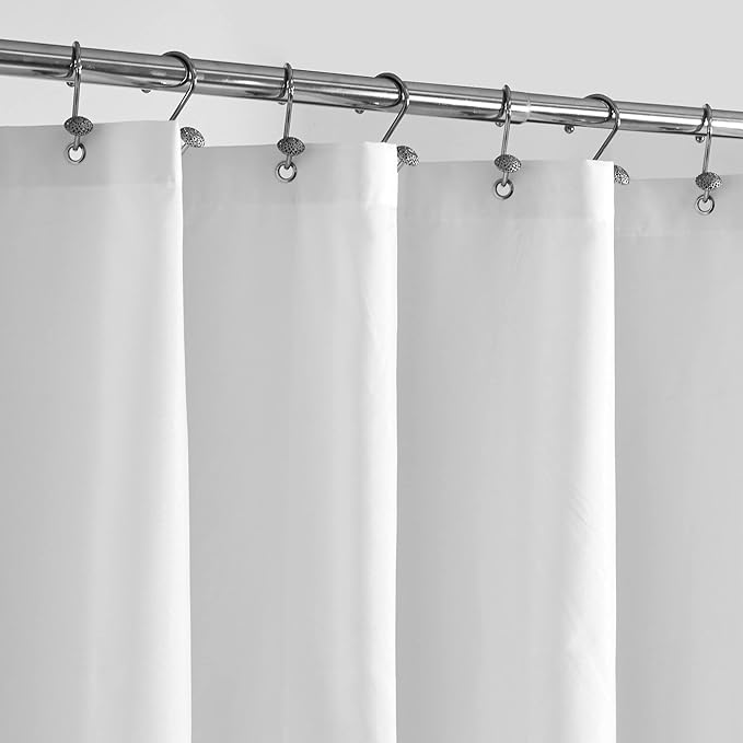ALYVIA SPRING Long Fabric Shower Curtain Liner Waterproof - 72" x 74", Soft & Lightweight Longer Shower Curtain with Magnets, Machine Washable - 72x74, White