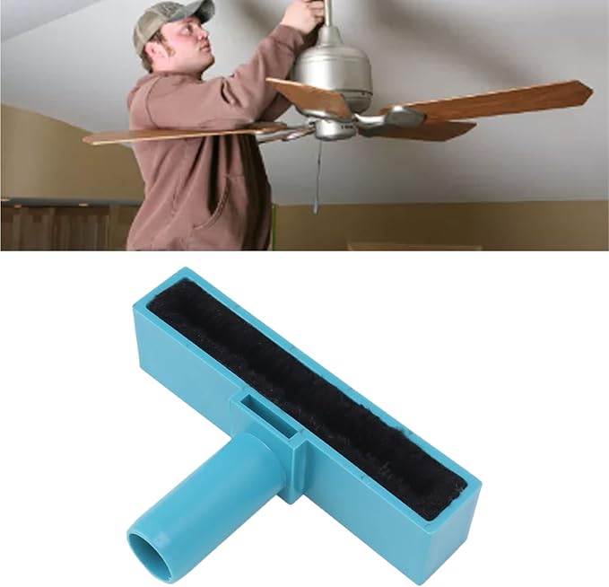 Ceiling Fan Cleaner, Reusable Ceiling Fan Blade Brush with 0.8 Foot Pole Washable Ceiling Fan C Leaning Brush Flexible Dusting Fan Vacuum Cleansing Tool for Home (Blue)