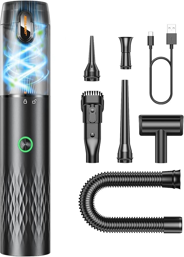 SEALIGHT Car Vacuum Portable Cordless, Handheld Cordless with High Power, Type-C Charging, 2 Suction Modes, Up to 40 Mins Runtime, Small Mini Vacuum for Car, Pet, Home (VS01)