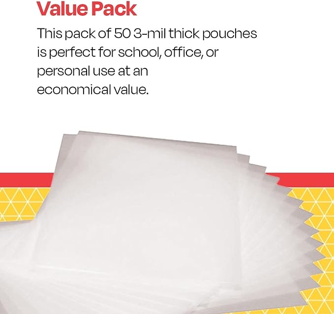 School Smart Laminating Pouches, 18 x 24 Inches, 3 mil Thick, Pack of 50