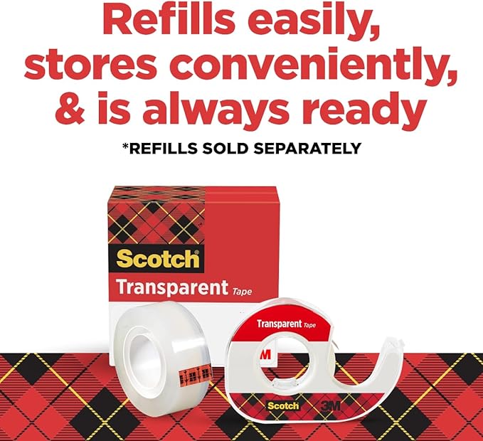 Scotch Transparent Tape 12'' X 4501 ea,(Pack of 3)