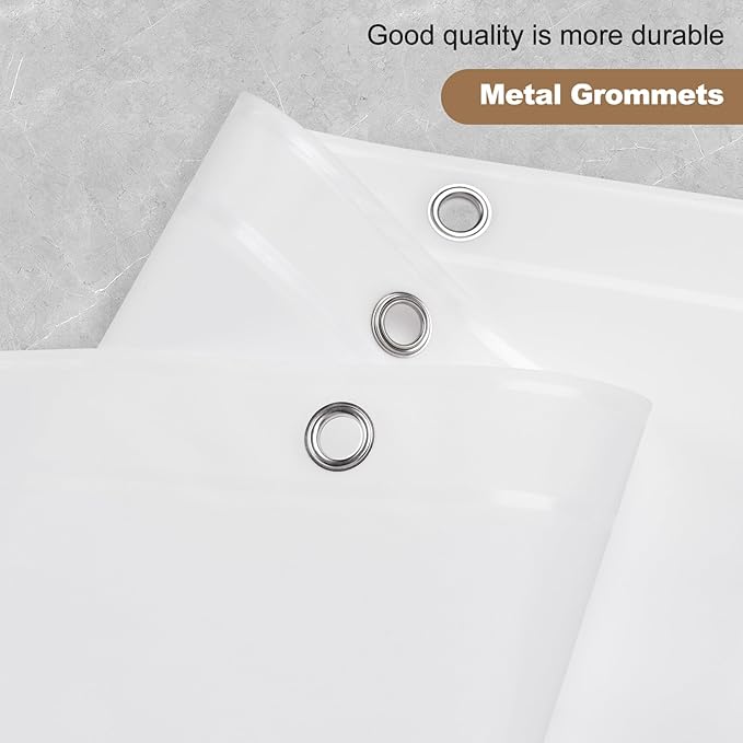 UFRIDAY White Long Shower Curtain Liner 72 x78 inch Premium PEVA,Heavy Duty Shower Curtain with 3 Weighted Magnets, Plastic Waterproof Bath Curtains with 12 Hooks