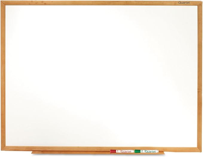 Quartet Whiteboard, Non-Magnetic Dry Erase White Board, 3' x 2', Total Erase, Oak Finish Frame (S573)