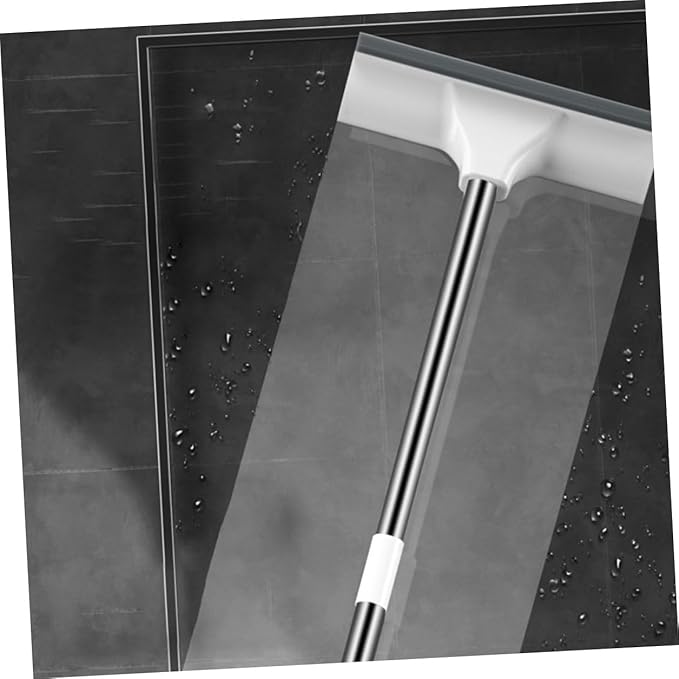 Extendable Long Handle Floor Scrubbing Brush with Stiff Bristles for Bathroom Tile Deck Hard Floor Cleaning and Scraper Dual-use Wide Area Efficient Scrub for Bathtub and Shower