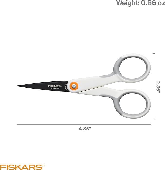 Fiskars Micro Trip Scissors, SoftGrip Precision Cutting Shears, Non-Stick Stainless Steel Blades, 5 inches