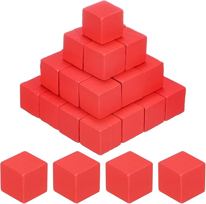 50-Pack DIY Wooden Cube, 0.4 Inch(1 Cm) Colored Natural Wood Blocks for Crafts Making Puzzle Games/Wedding/Home Decor/Dice/Building, Square Blank Block [Orange]