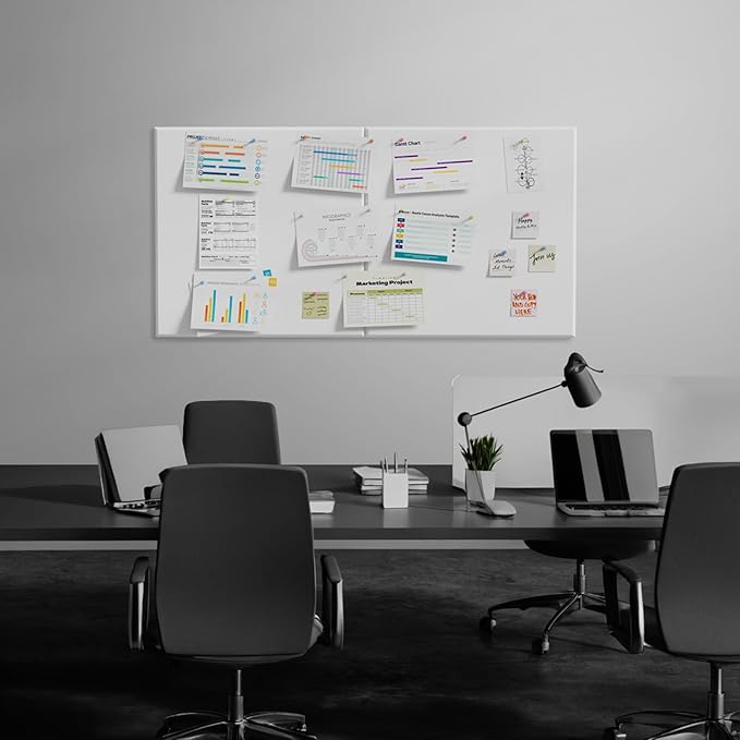 MaxGear Extra Large Cork Board for Wall 72" x 48", White Bulletin Board, 6 Pack Felt Wall Tiles with Pushpins, Cork Boards for Office Push Pin Board Tack Board Felt Board