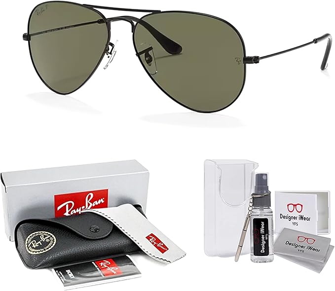 Ray-Ban RB3025 Metal POLARIZED Aviator Sunglasses For Men For Women +BUNDLE with ACCESSORY EYEWEAR KIT