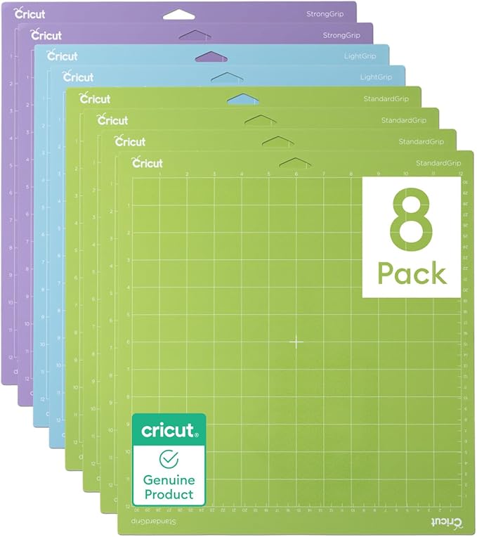 Cricut Cutting Mat Variety Pack (8 Count, 12in x 12in) - for Explore & Maker Machines - Includes 4 StandardGrip, 2 LightGrip, 2 StrongGrip