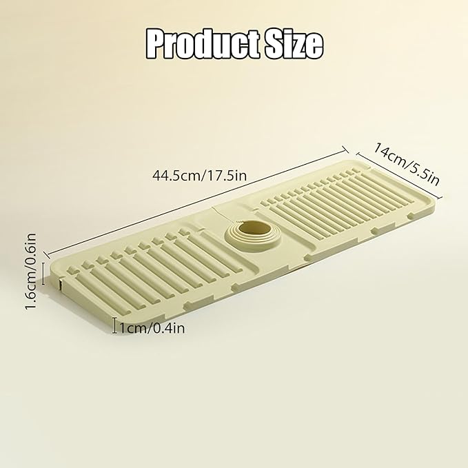 Faucet Mat for Kitchen Sink - 2024 Upgraded Premium Silicone Splash Guard with Fast Drying Properties - Protective Sink Tray Ideal for Stone Sinks in Kitchen & Bathroom (2, Yellow)