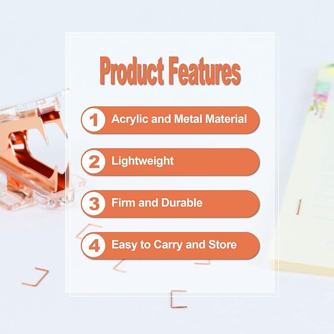 Buqoo Acrylic Clear Light Pink Heavy Duty Staple Remover Tool Pinch Jaw Style Cute Mini Gold Staple Stapler Removers Staples Puller for School Home Office Desk Accessories Gift