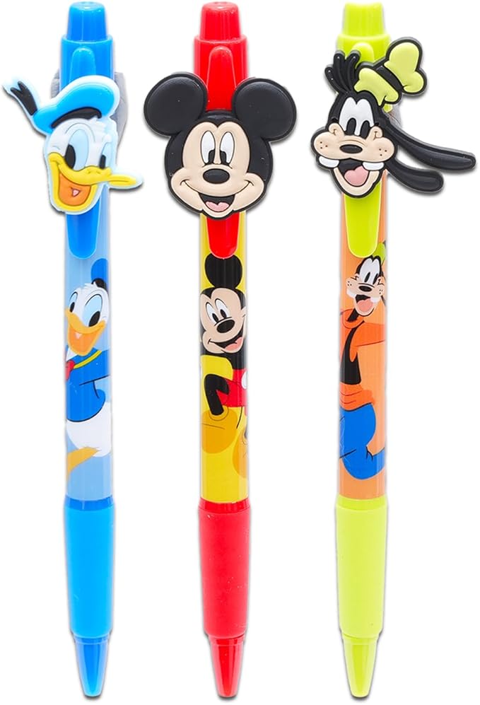 Disney Mickey Mouse Pen Set - 3 Pc Mickey, Donald, Goofy Ballpoint Pens Gift Bundle for Kids Plus Stickers, More | Mickey and Friends School Supplies, Office Supplies