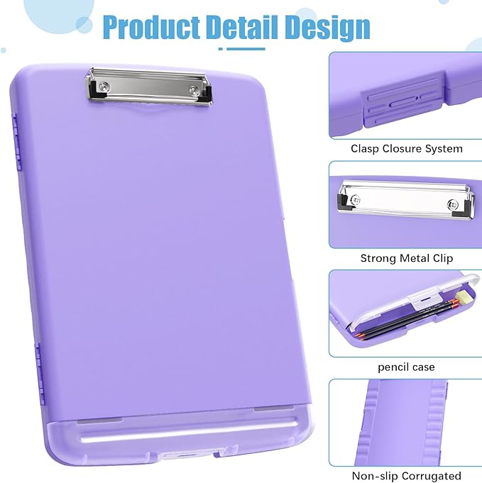 Hongri Clipboard with Storage with Pen Holder, Folder Nursing Clip Board 8.5 x 11 Foilo-Side Opening, High Capacity, Light Weight for Teachers, Classroom. Size 14 x 9.6 x 1.2 in(Purple)