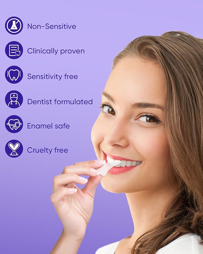 MySmile Non-Sensitive 10 Treatment Whitening Strips Kit with LED Light Tray 10 Min Fast Remove Coffee Wine Tobacco 20 Years of Stains Whitening Tooth Care Oral Safe for Enamel