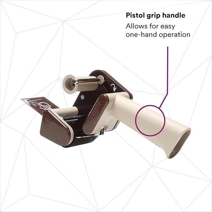 3M Scotch Low Noise Tape Dispenser H150 for Quiet or Recurrent Use, Pistol Grip Design, High-Impact Resistant, 2 in,Gray